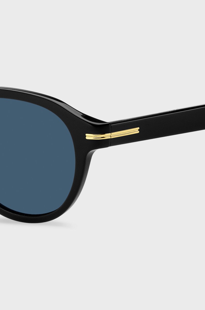 Hugo Boss Gafas De Sol De Acetato Negro Con Bisagras En Tono Dorado