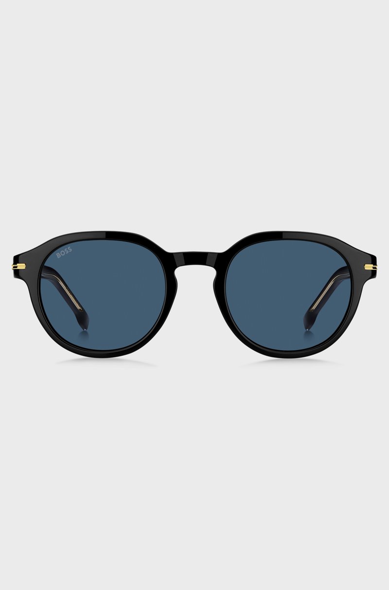 Hugo Boss Gafas De Sol De Acetato Negro Con Bisagras En Tono Dorado