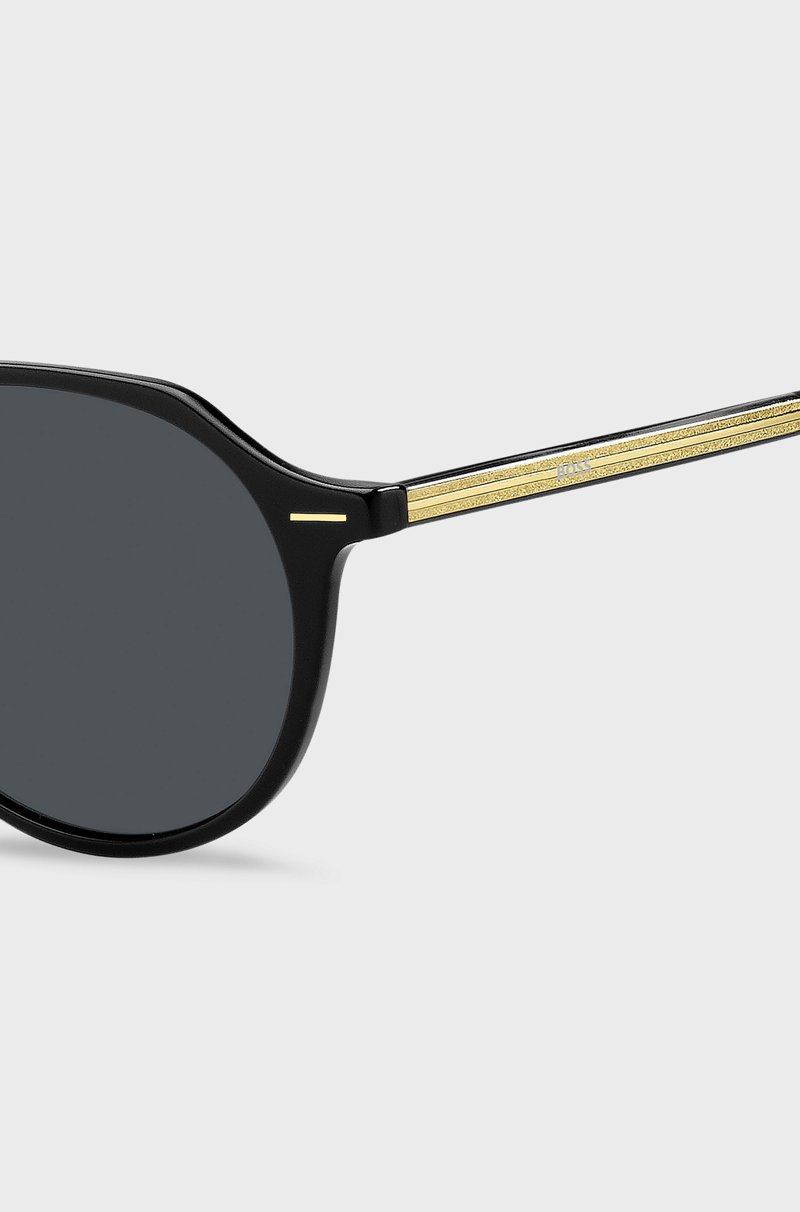 Hugo Boss Gafas De Sol De Acetato Negro Con Detalle En Tono Dorado De La Marca