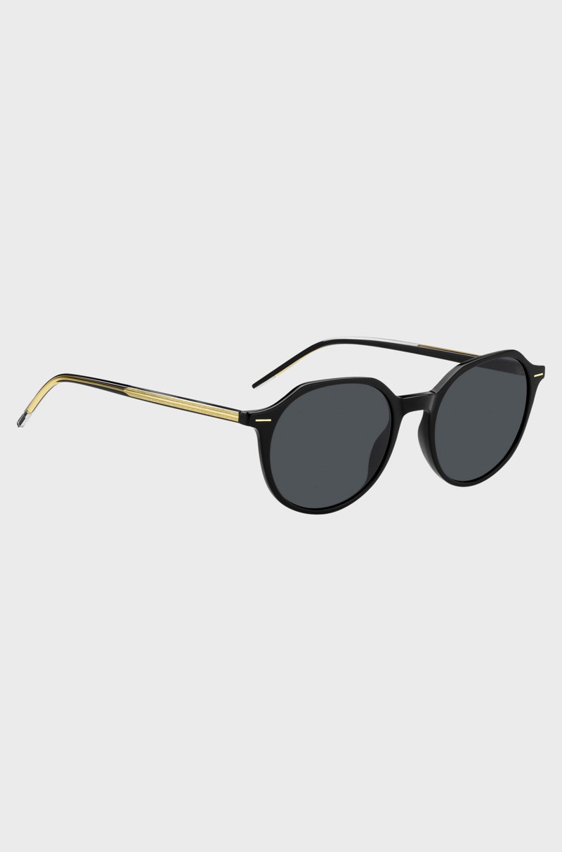 Hugo Boss Gafas De Sol De Acetato Negro Con Detalle En Tono Dorado De La Marca