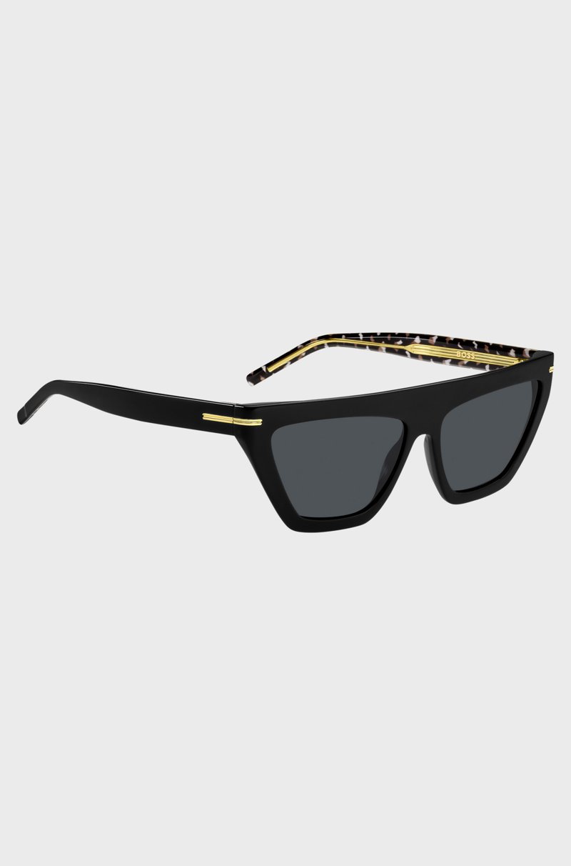 Hugo Boss Gafas De Sol De Acetato Negro Con Detalles En Tono Dorado