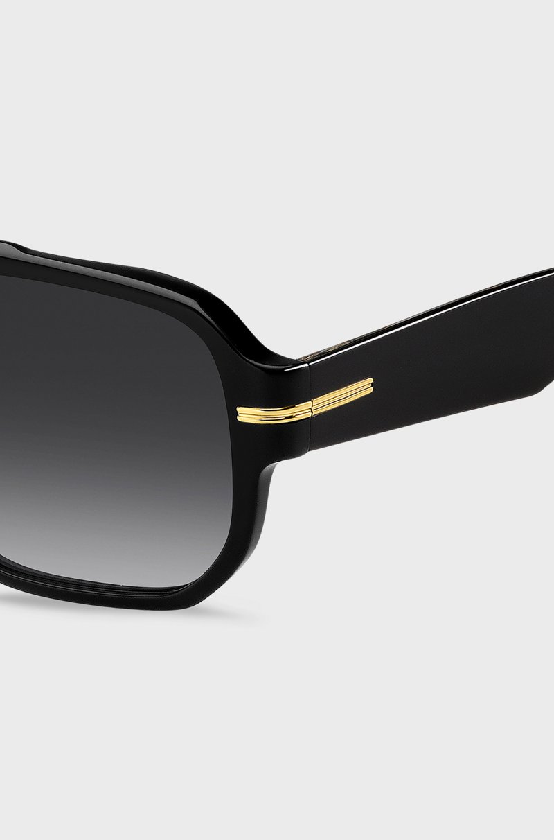 Hugo Boss Gafas De Sol De Acetato Negro Con Detalles En Tono Dorado