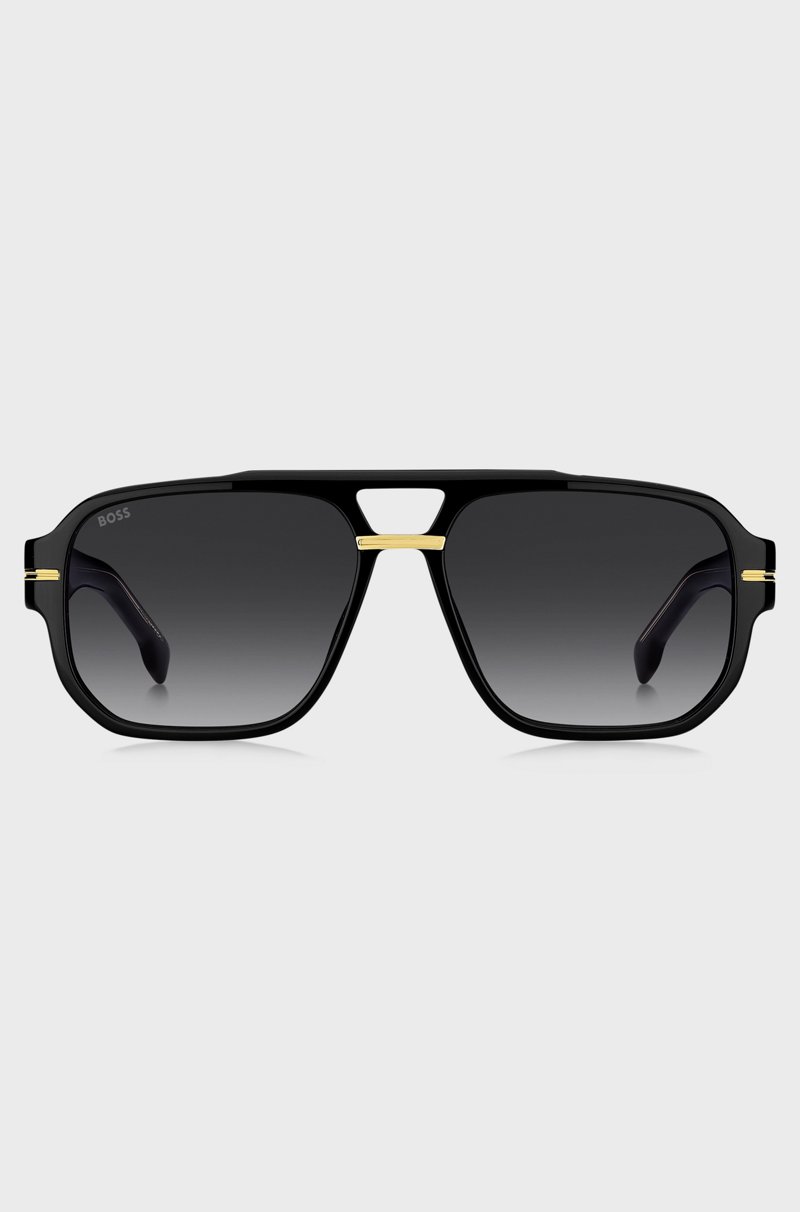 Hugo Boss Gafas De Sol De Acetato Negro Con Detalles En Tono Dorado