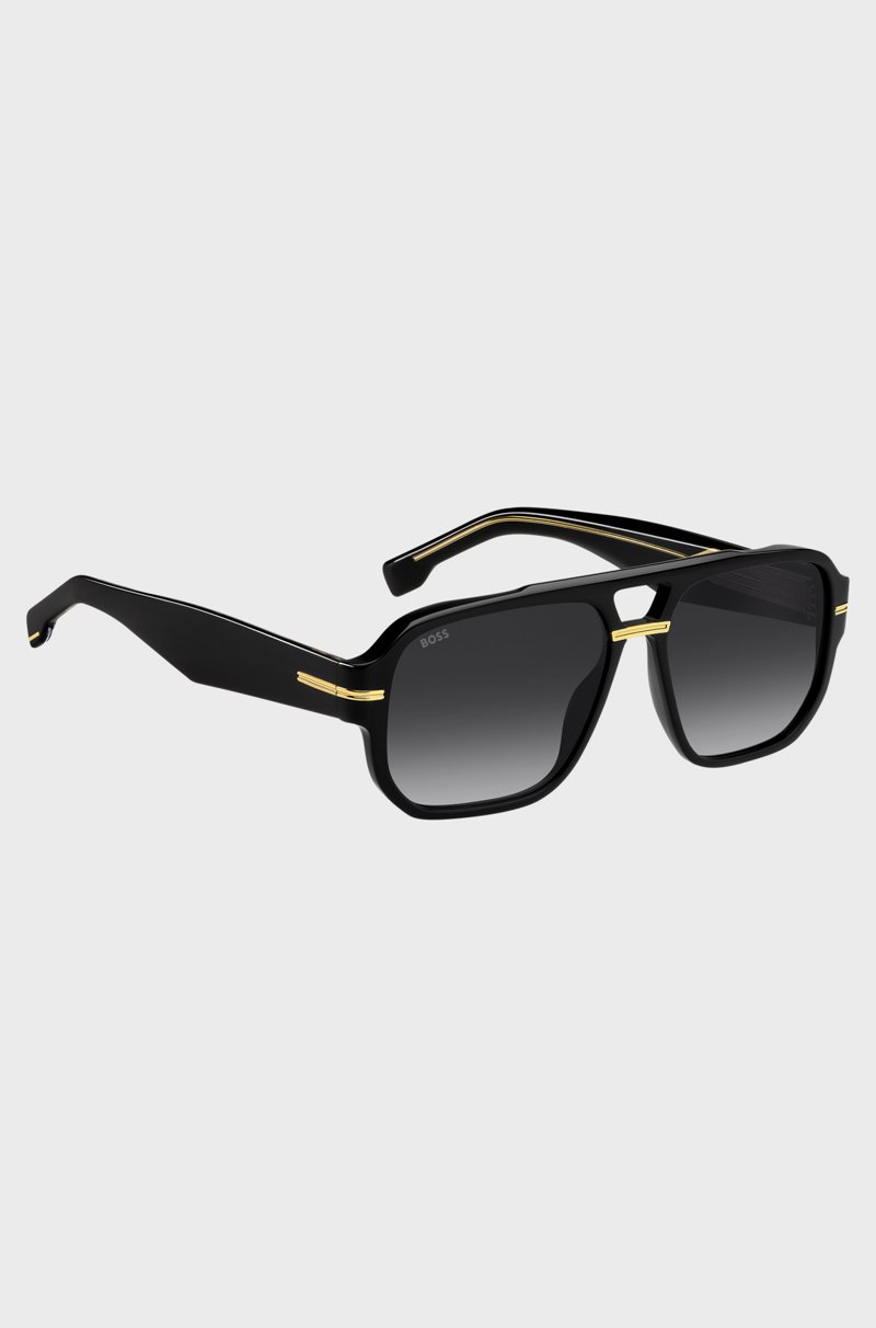 Hugo Boss Gafas De Sol De Acetato Negro Con Detalles En Tono Dorado