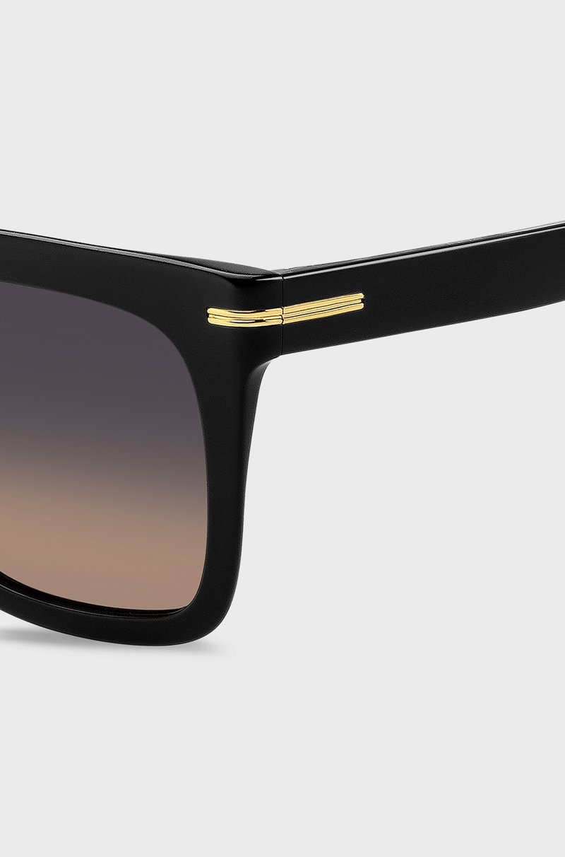 Hugo Boss Gafas De Sol De Acetato Negro Con Detalles Metálicos Dorados