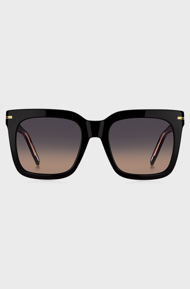 Hugo Boss Gafas De Sol De Acetato Negro Con Detalles Metálicos Dorados