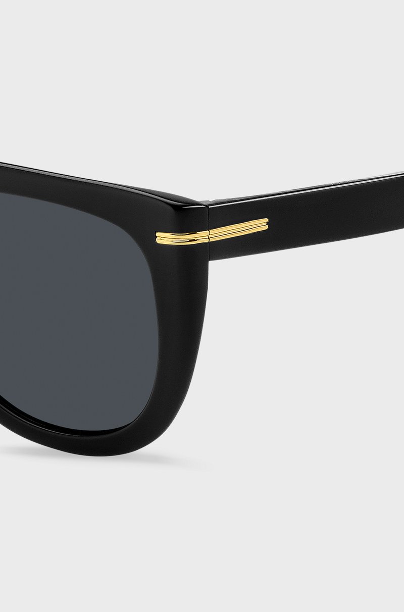 Hugo Boss Gafas De Sol De Acetato Negro Con Detalles Metálicos Dorados