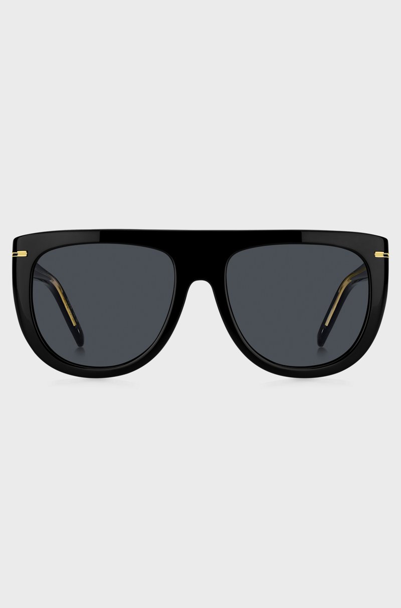 Hugo Boss Gafas De Sol De Acetato Negro Con Detalles Metálicos Dorados
