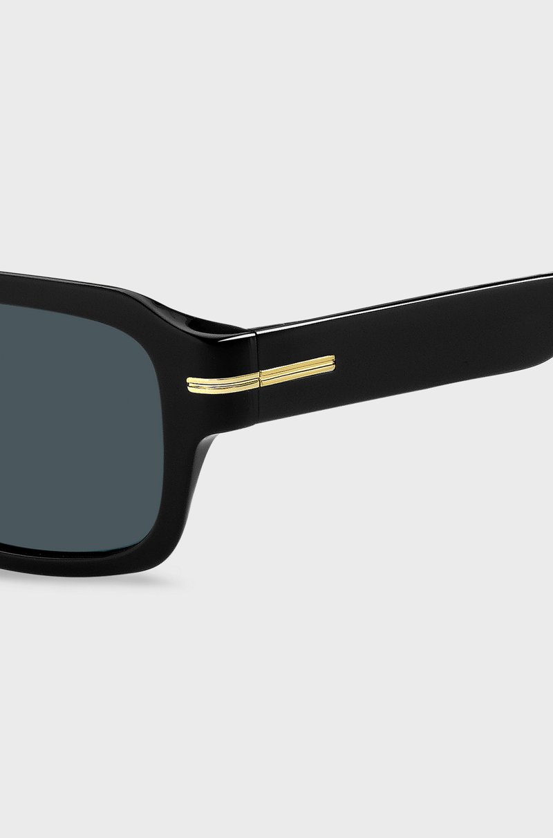 Hugo Boss Gafas De Sol De Acetato Negro Con Detalles Metálicos Dorados