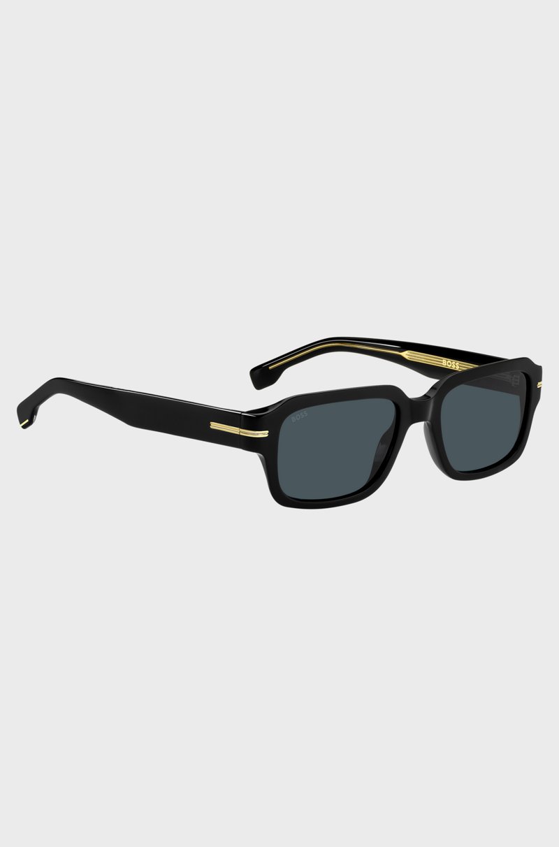 Hugo Boss Gafas De Sol De Acetato Negro Con Detalles Metálicos Dorados