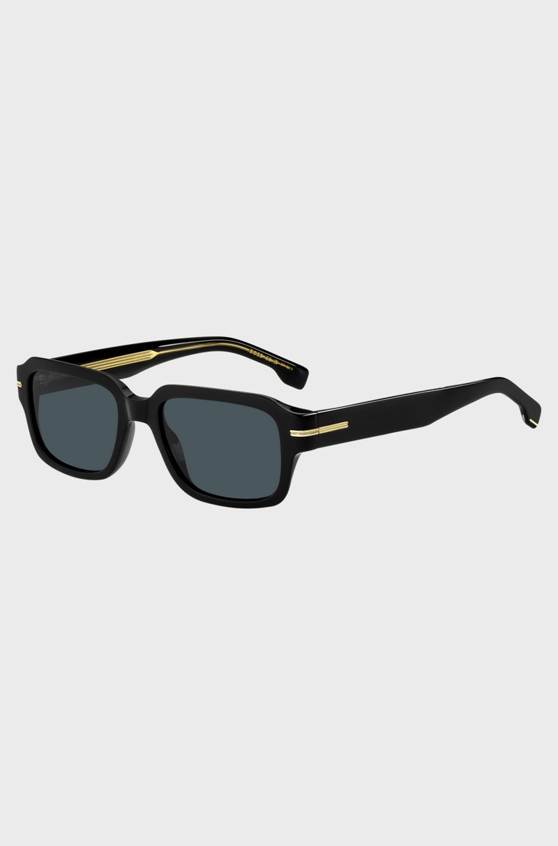 Hugo Boss Gafas de sol de acetato negro con detalles metálicos dorados