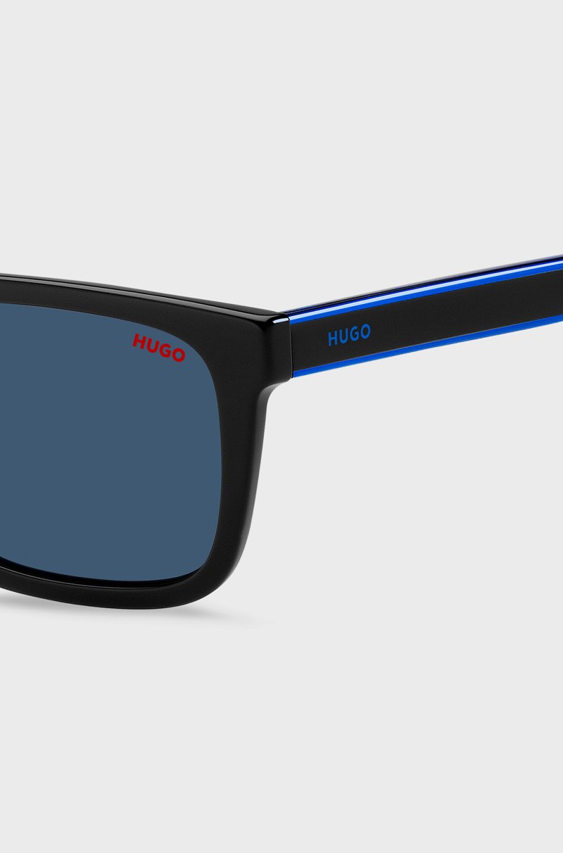 Hugo Boss Gafas De Sol De Acetato Negro Con Lentes De Tono Azul