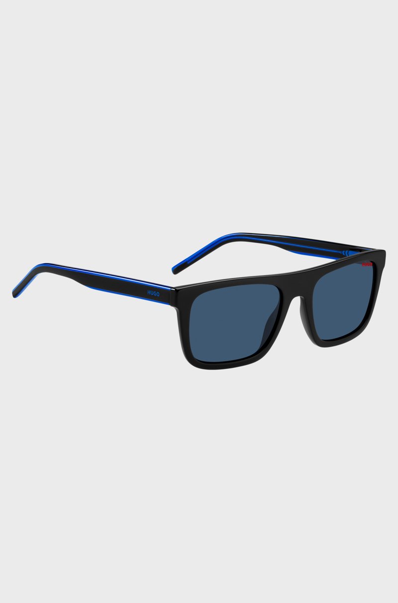 Hugo Boss Gafas De Sol De Acetato Negro Con Lentes De Tono Azul
