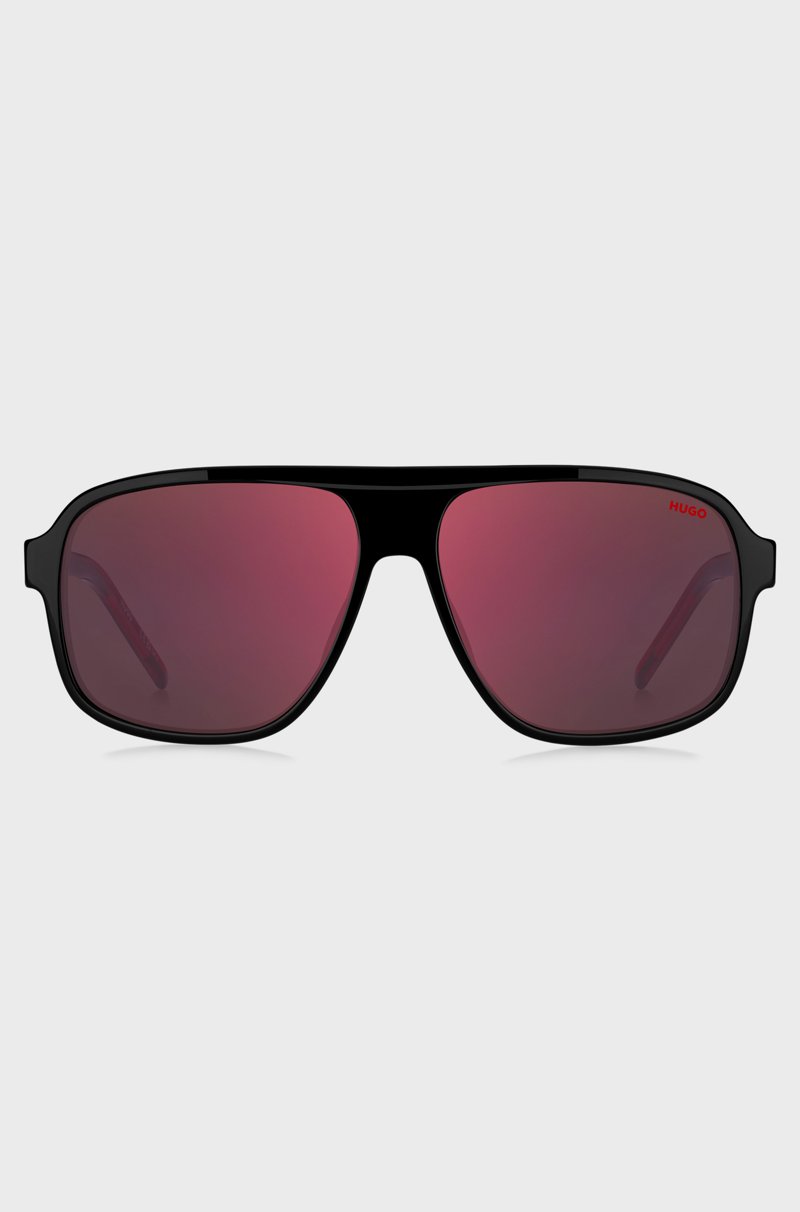 Hugo Boss Gafas De Sol De Acetato Negro Con Lentes De Tono Rojo