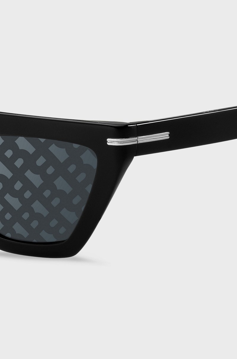 Hugo Boss Gafas De Sol De Acetato Negro Con Lentes Estampadas Con Monogramas