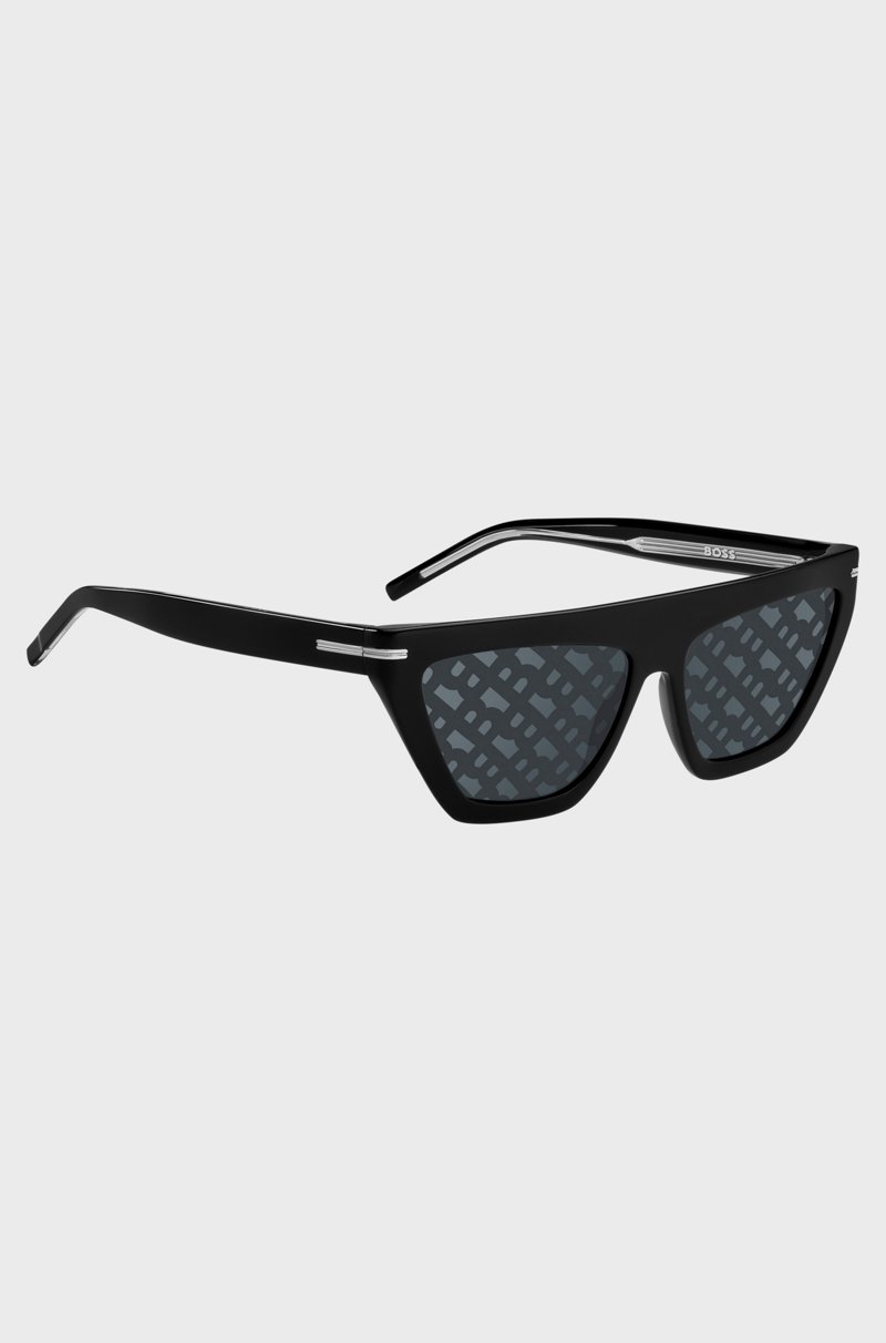 Hugo Boss Gafas De Sol De Acetato Negro Con Lentes Estampadas Con Monogramas