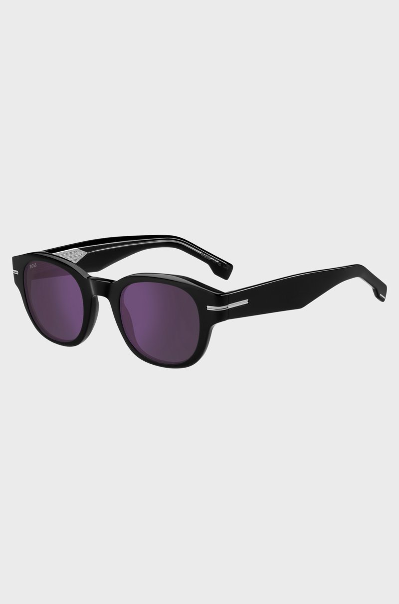 Hugo Boss Gafas de sol de acetato negro con lentes violeta
