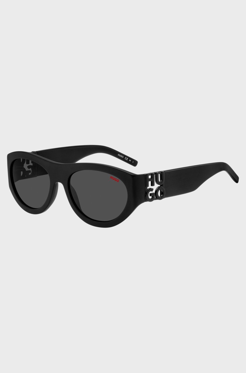 Hugo Boss Gafas de sol de acetato negro con monograma en 3D