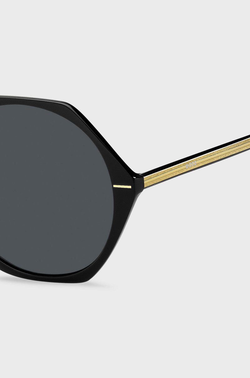 Hugo Boss Gafas De Sol De Acetato Negro Con Montura Angular