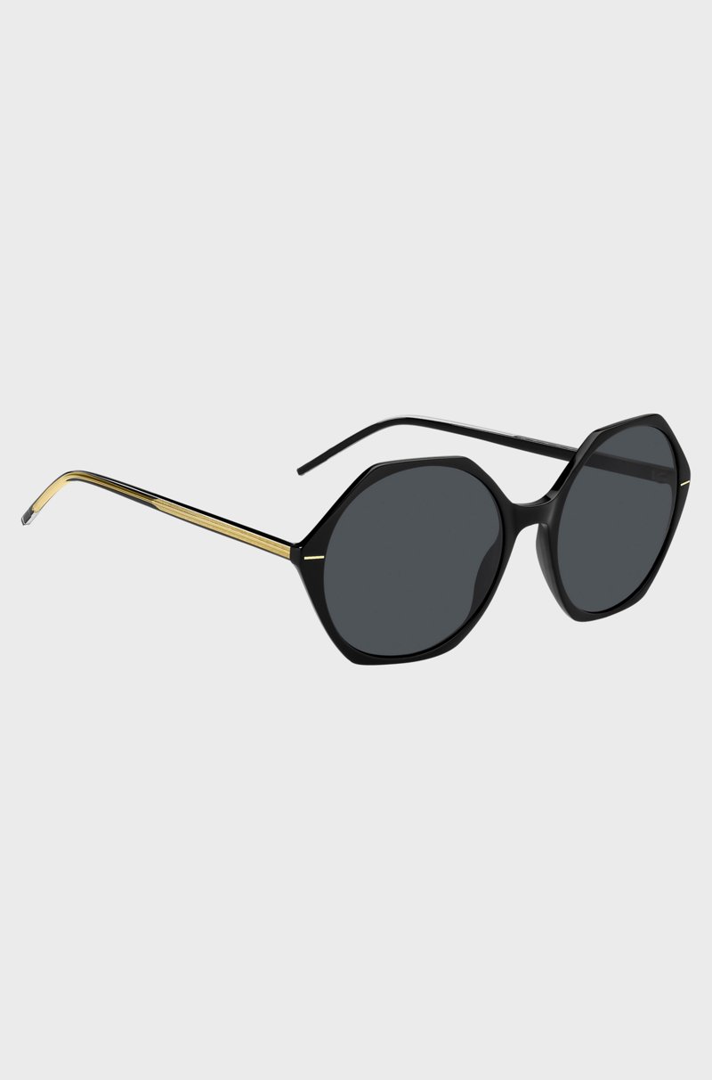 Hugo Boss Gafas De Sol De Acetato Negro Con Montura Angular