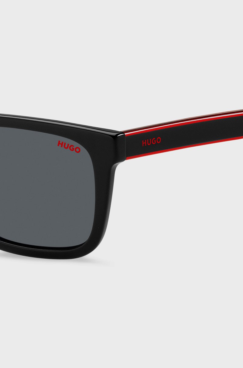 Hugo Boss Gafas De Sol De Acetato Negro Con Patillas Diseñadas A Capas