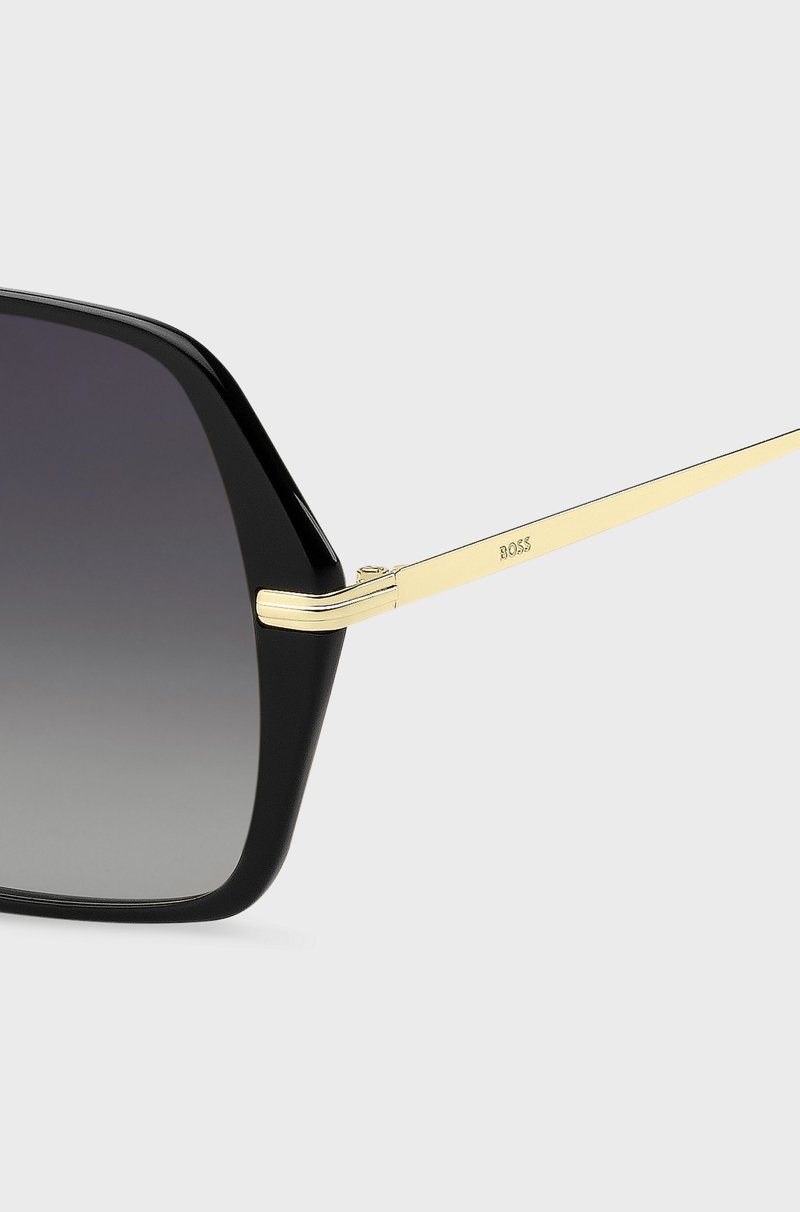 Hugo Boss Gafas De Sol De Acetato Negro Con Patillas En Tono Dorado