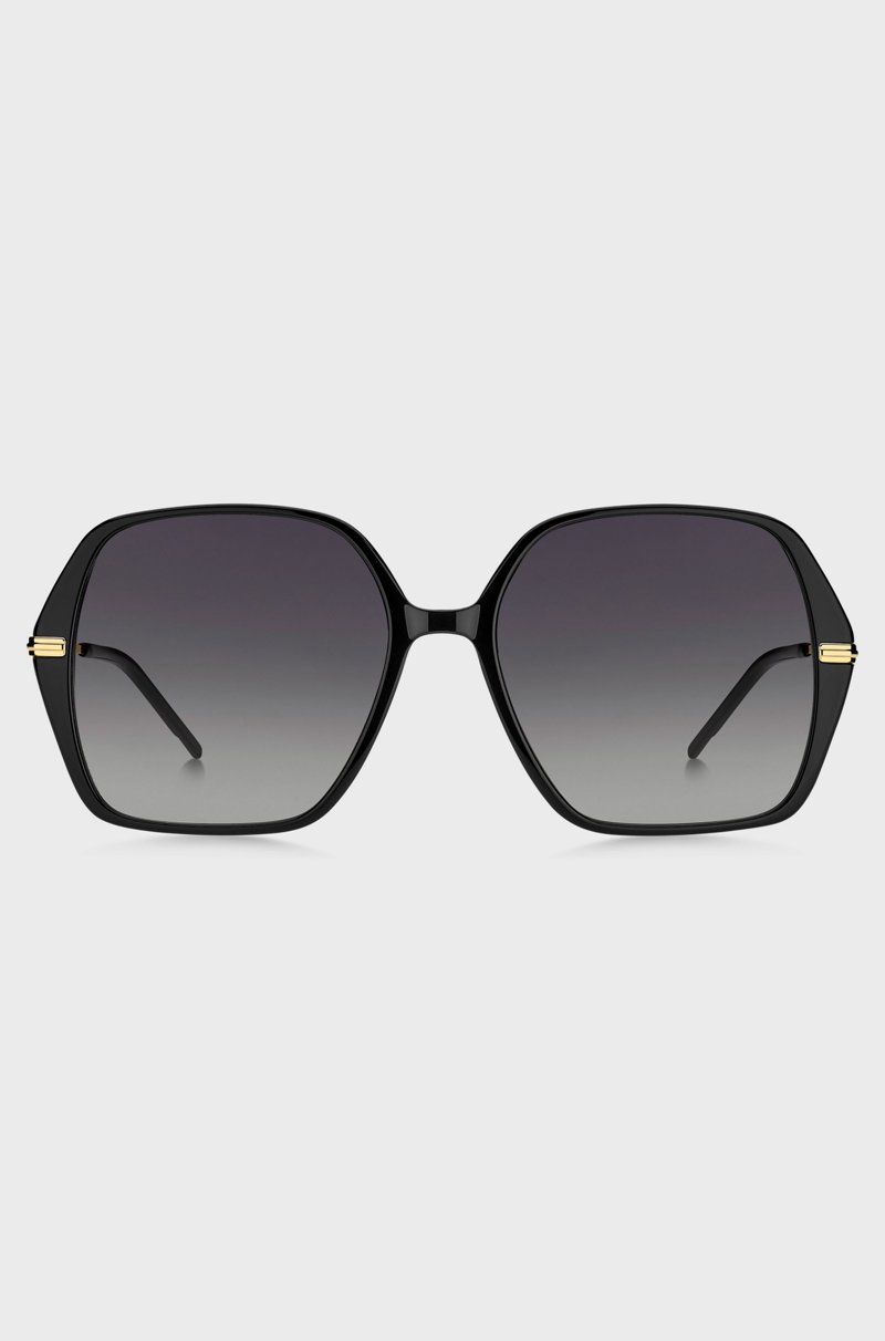 Hugo Boss Gafas De Sol De Acetato Negro Con Patillas En Tono Dorado
