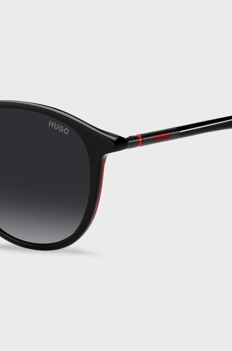 Hugo Boss Gafas De Sol De Acetato Negro Con Patillas Metálicas Tubulares