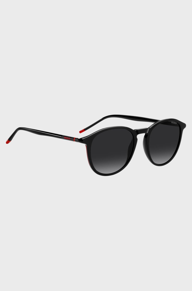 Hugo Boss Gafas De Sol De Acetato Negro Con Patillas Metálicas Tubulares