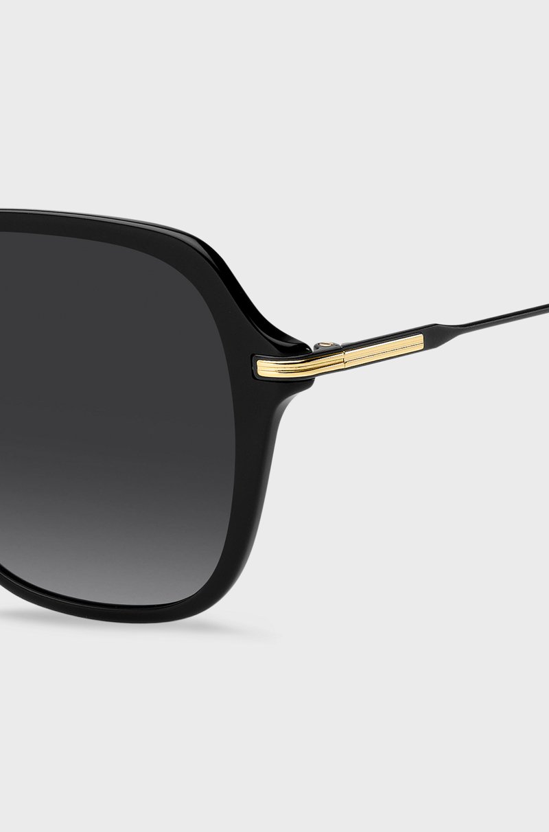 Hugo Boss Gafas De Sol De Acetato Negro Con Patillas Metálicas