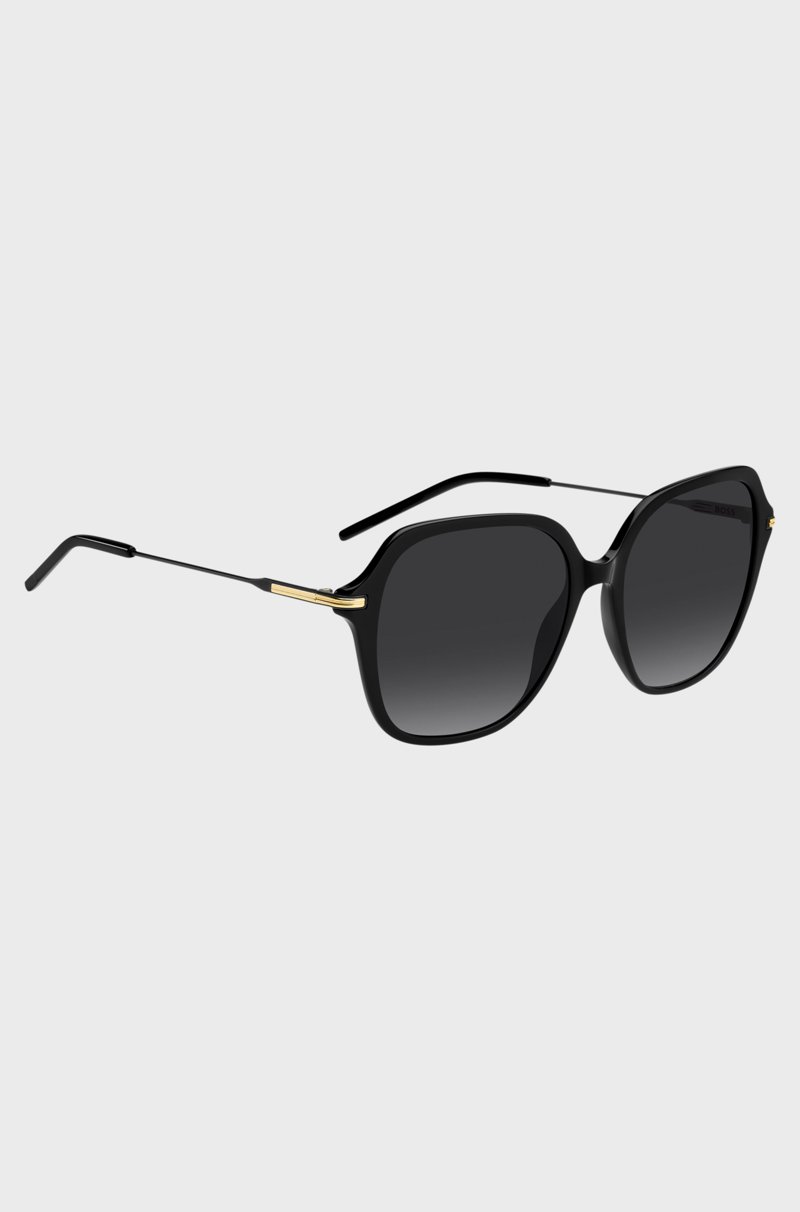 Hugo Boss Gafas De Sol De Acetato Negro Con Patillas Metálicas