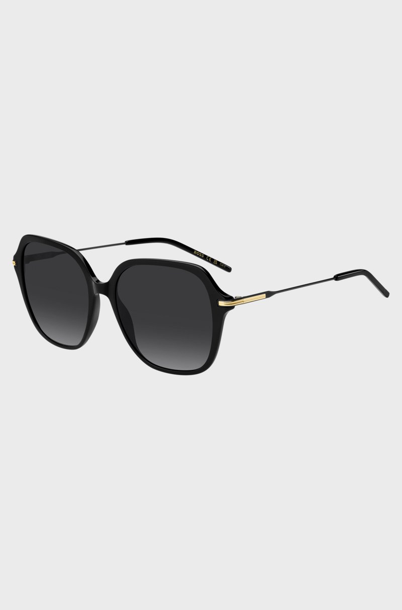 Hugo Boss Gafas de sol de acetato negro con patillas metálicas