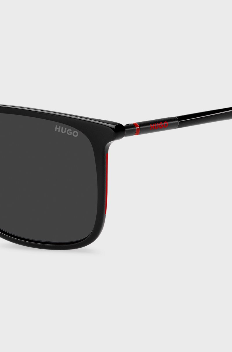 Hugo Boss Gafas De Sol De Acetato Negro Con Patillas Metálicas Tubulares