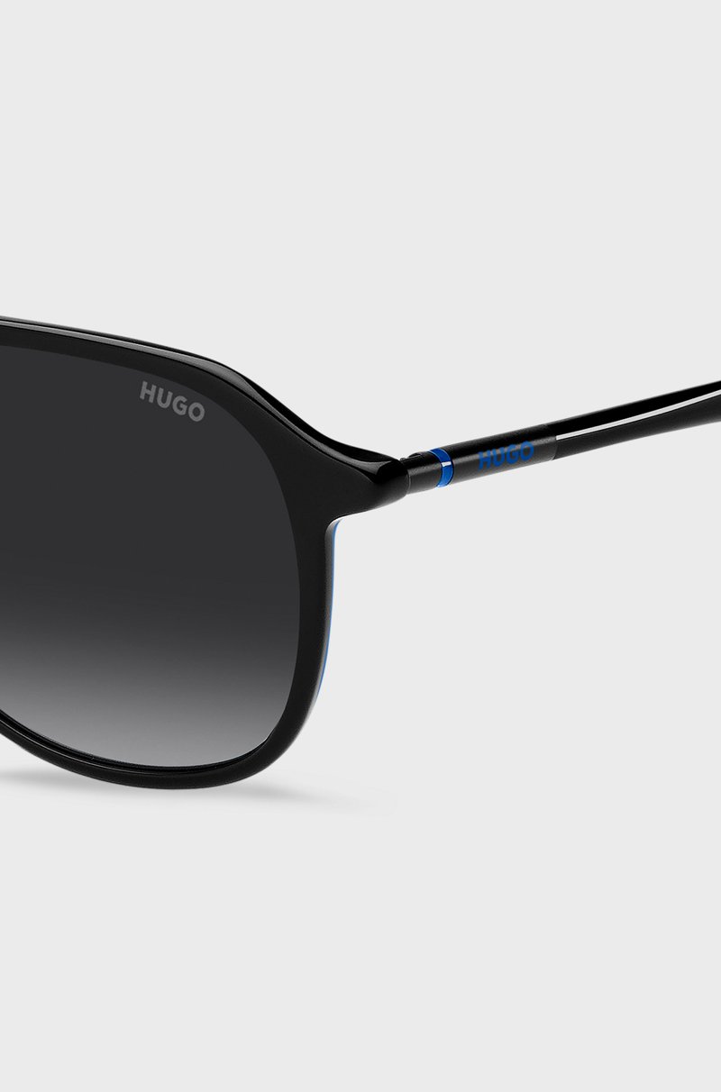 Hugo Boss Gafas De Sol De Acetato Negro Con Patillas Metálicas Tubulares