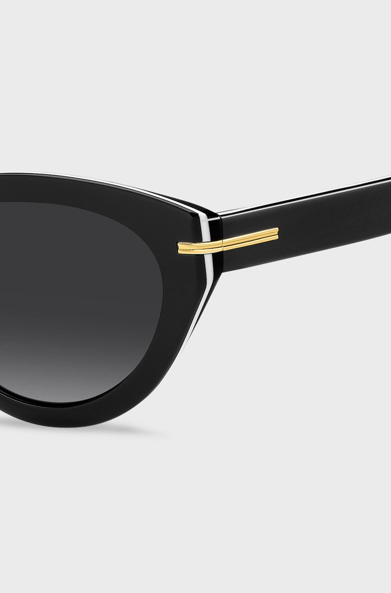 Hugo Boss Gafas De Sol De Acetato Negro Con Ribetes En Tono Dorado