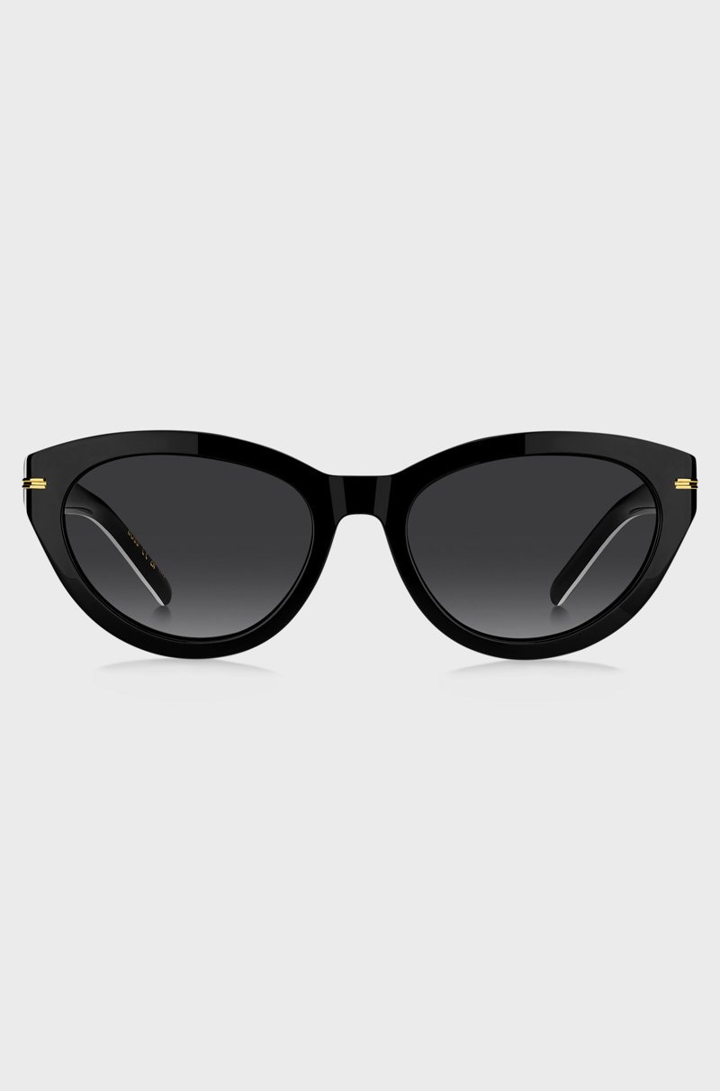 Hugo Boss Gafas De Sol De Acetato Negro Con Ribetes En Tono Dorado