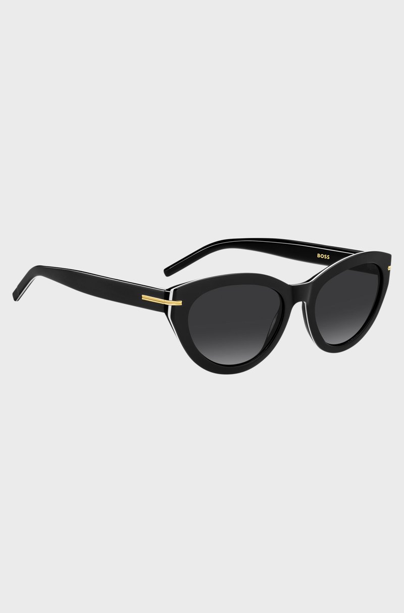 Hugo Boss Gafas De Sol De Acetato Negro Con Ribetes En Tono Dorado