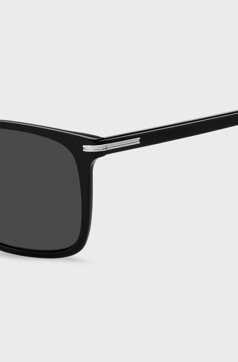 Hugo Boss Gafas De Sol De Acetato Negro Con Ribetes En Tono Plateado