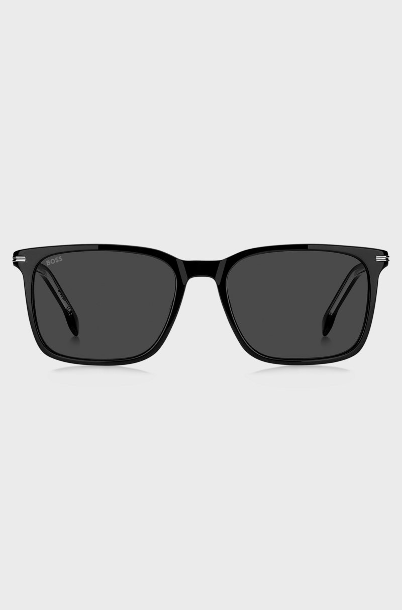 Hugo Boss Gafas De Sol De Acetato Negro Con Ribetes En Tono Plateado