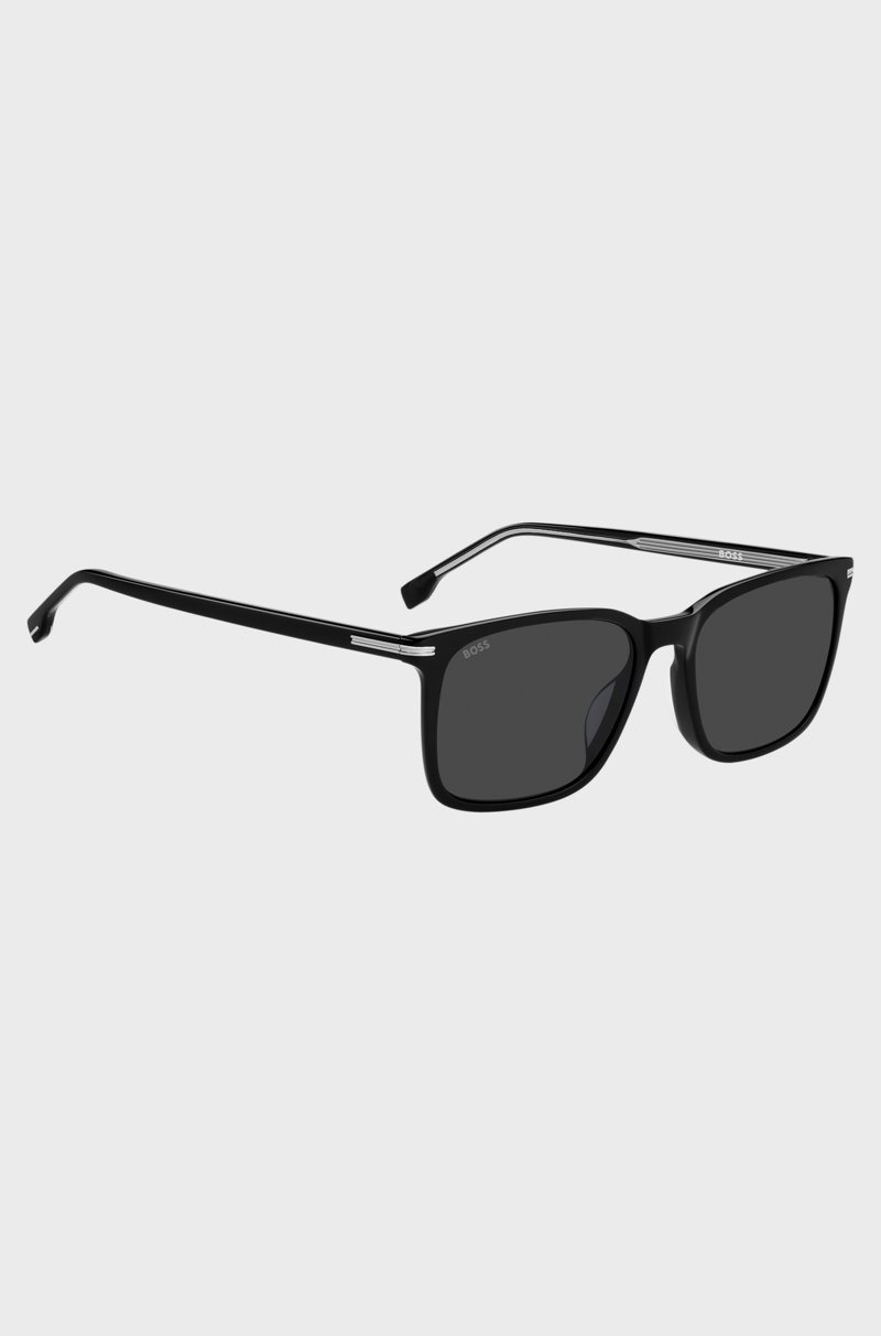Hugo Boss Gafas De Sol De Acetato Negro Con Ribetes En Tono Plateado
