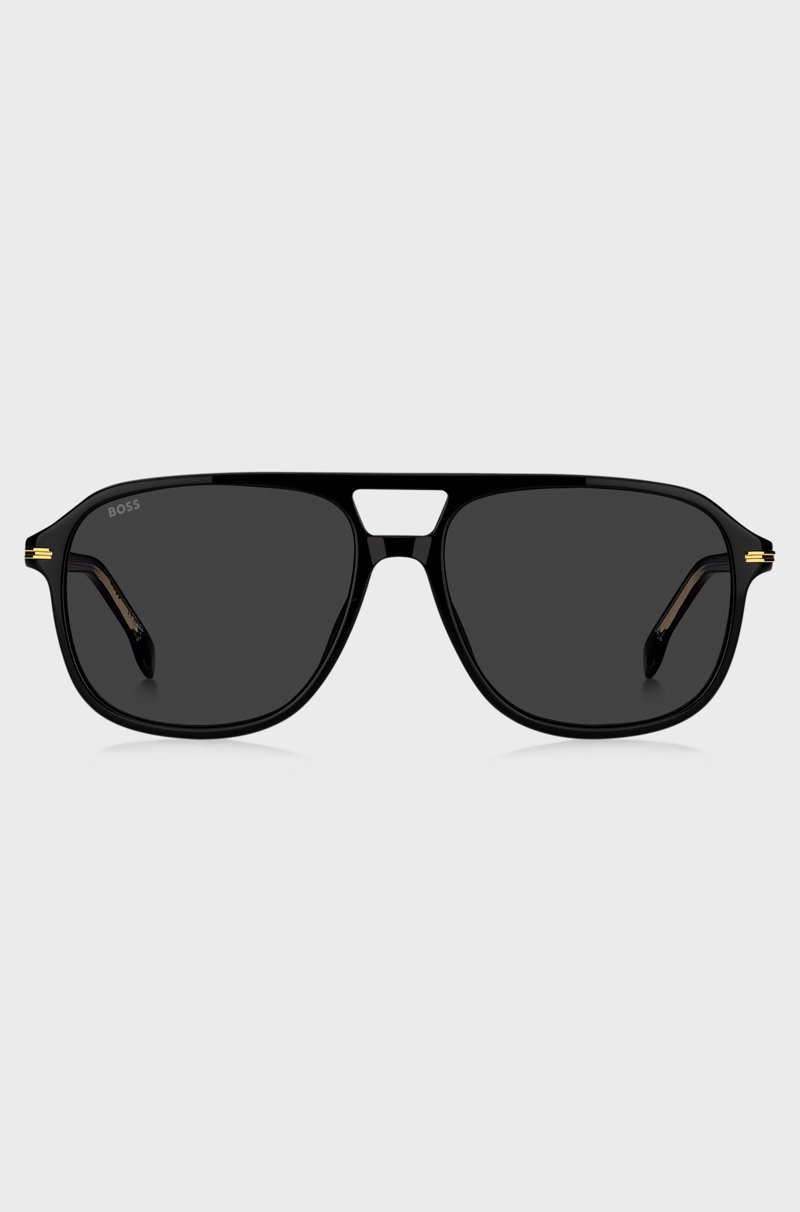 Hugo Boss Gafas De Sol De Acetato Negro Con Ribetes En Tono Dorado