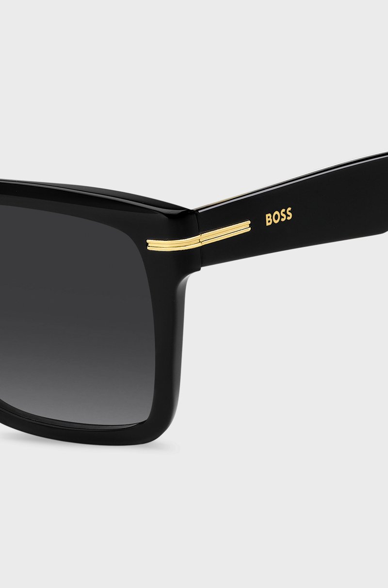Hugo Boss Gafas De Sol De Acetato Negro Con Ribetes En Tono Dorado