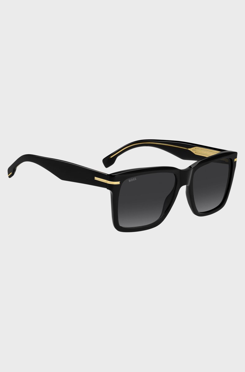 Hugo Boss Gafas De Sol De Acetato Negro Con Ribetes En Tono Dorado
