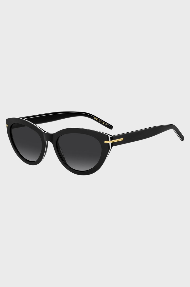 Hugo Boss Gafas De Sol De Acetato Negro Con Ribetes En Tono Dorado
