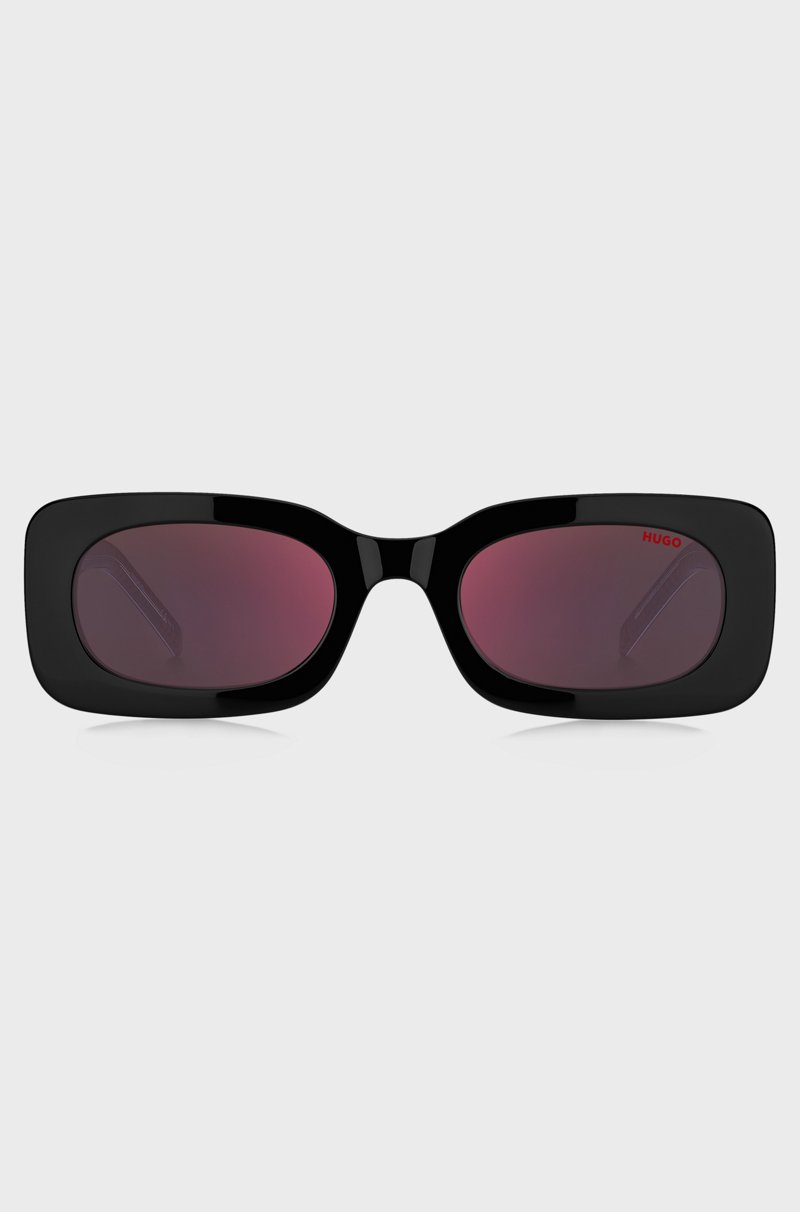 Hugo Boss Gafas De Sol De Acetato Negro Y Rojo Con Eslóganes En La Correa Desmontable