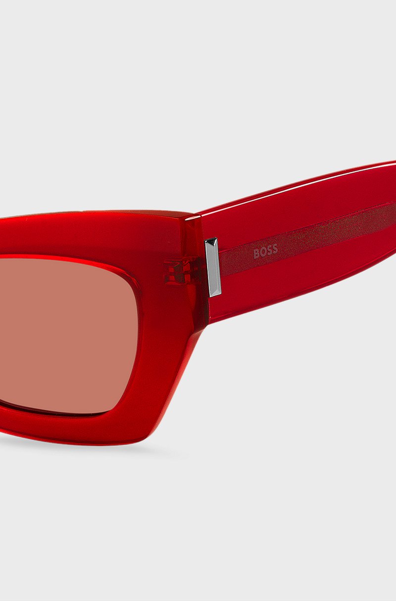 Hugo Boss Gafas De Sol De Acetato Rojo Con Herrajes De La Marca