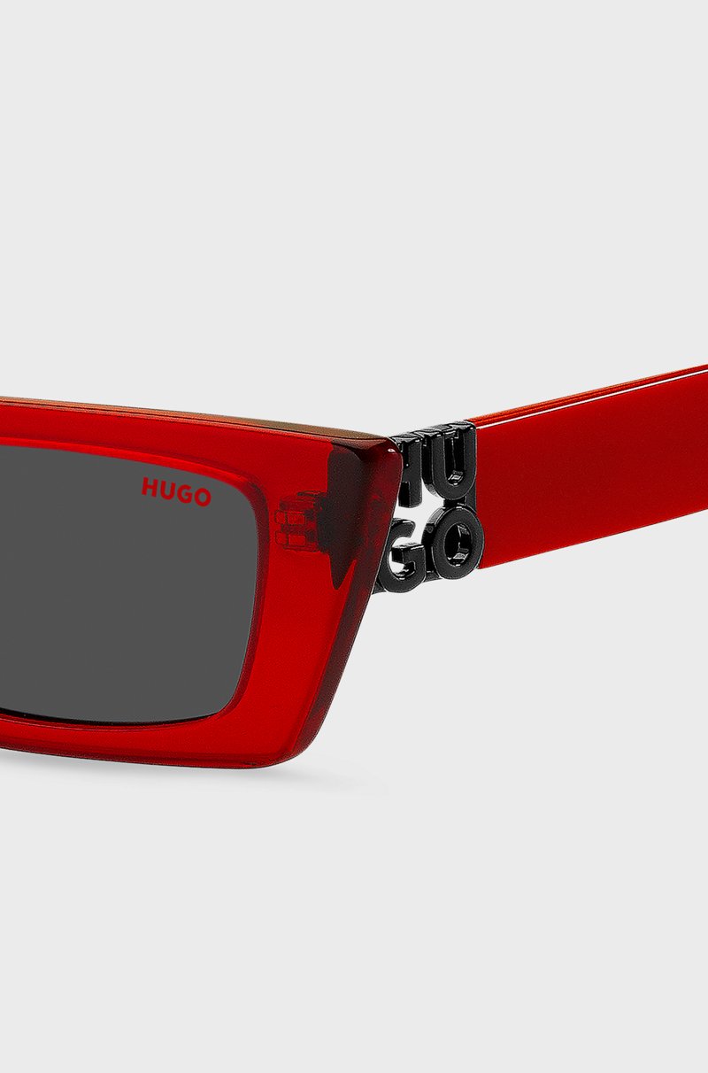 Hugo Boss Gafas De Sol De Acetato Rojo Con Monograma En 3D