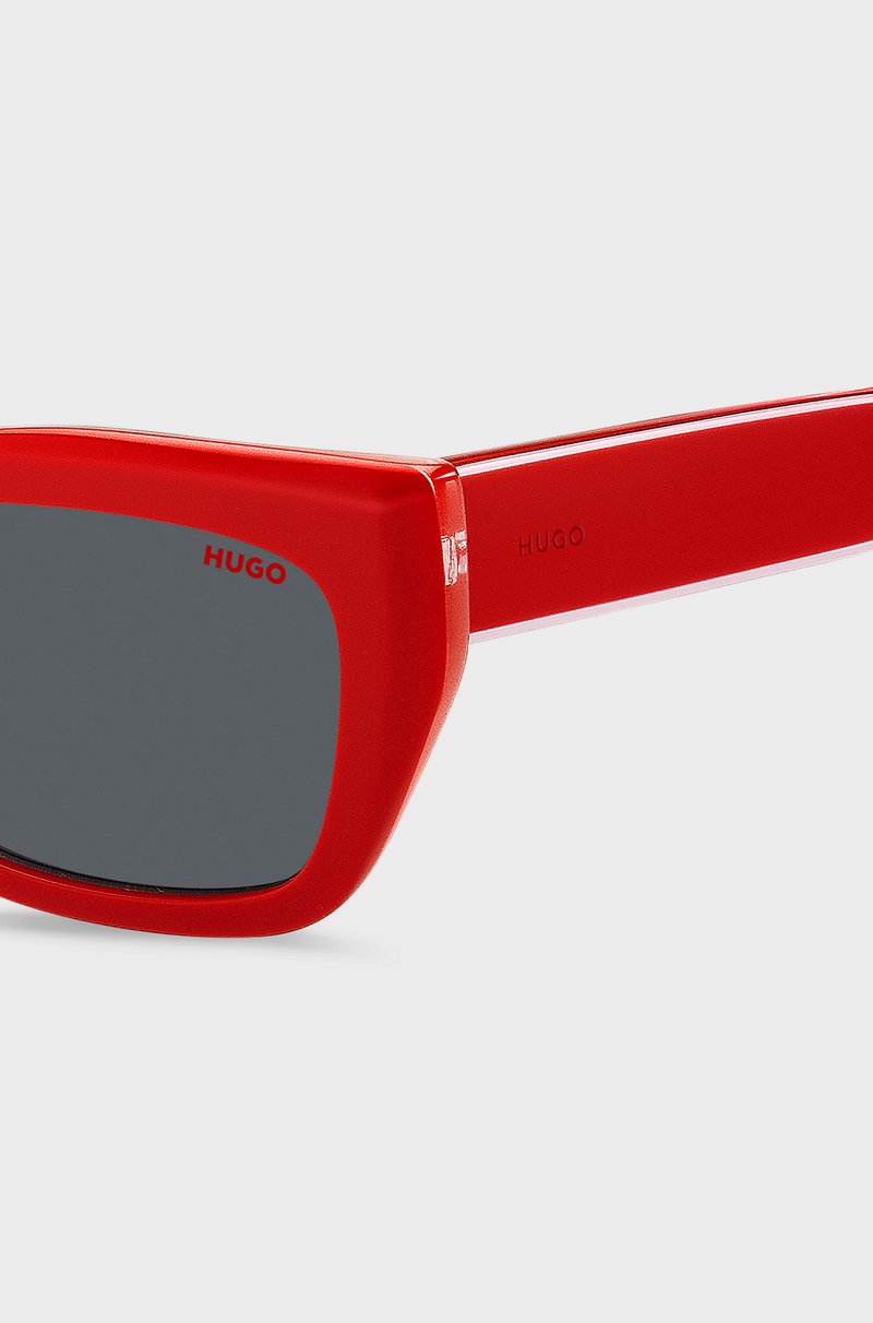 Hugo Boss Gafas De Sol De Acetato Rojo Con Patillas Diseñadas A Capas