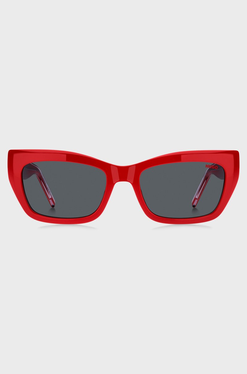 Hugo Boss Gafas De Sol De Acetato Rojo Con Patillas Diseñadas A Capas