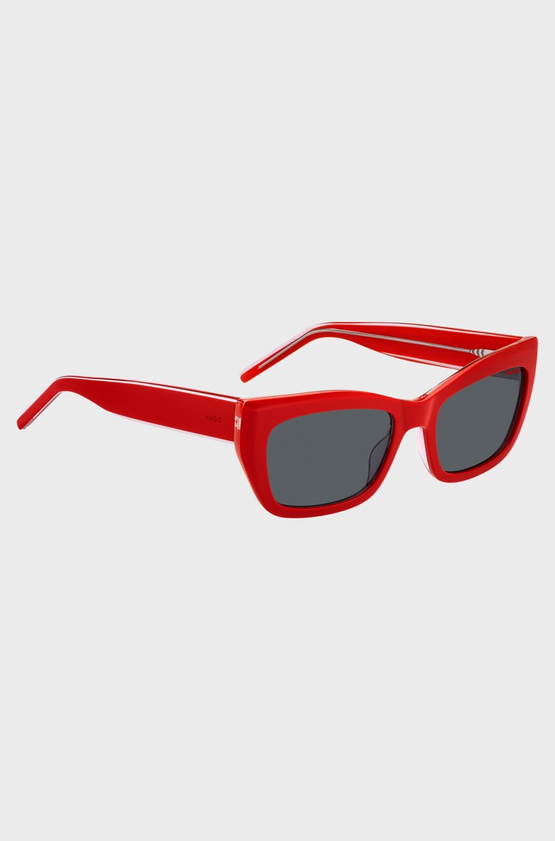 Hugo Boss Gafas De Sol De Acetato Rojo Con Patillas Diseñadas A Capas